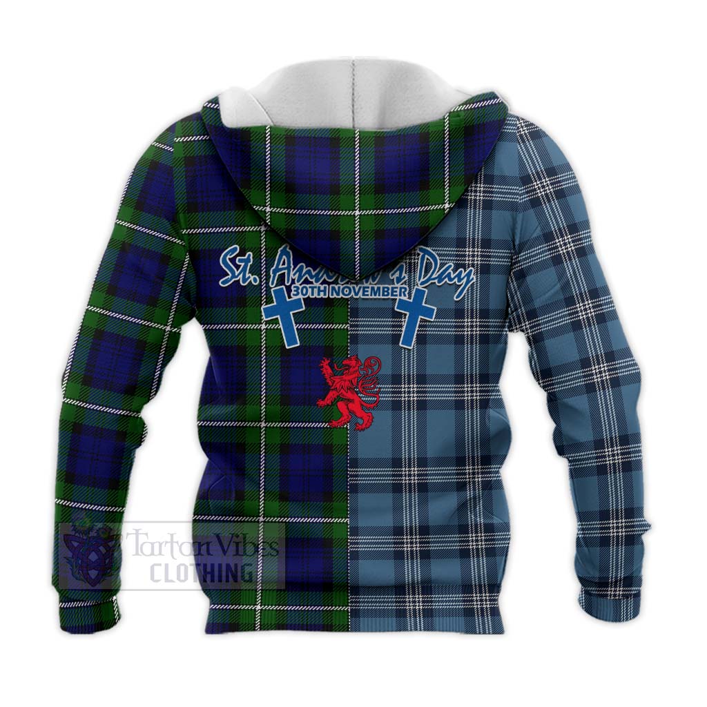 Tartan Vibes Clothing Bannerman Tartan Knitted Hoodie Happy St. Andrew's Day Half Tartan Style