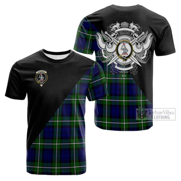 Bannerman Tartan Cotton T-shirt with Family Crest and Military Logo Style