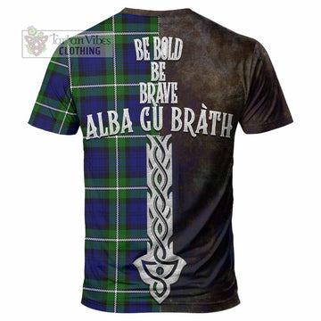 Bannerman Tartan Family Crest T-Shirt Alba Gu Brath Be Brave Lion Ancient Style - Tartan Vibes Clothing