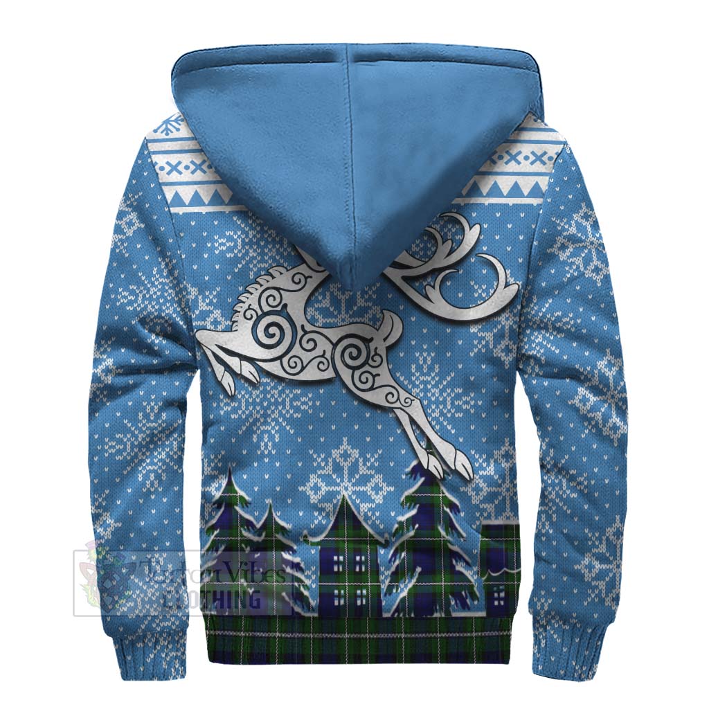 Tartan Vibes Clothing Bannerman Clan Christmas Sherpa Hoodie Celtic Reindeer Style