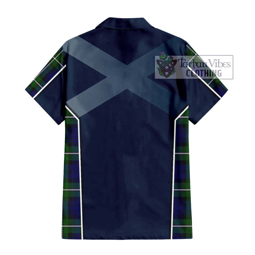 Bannerman Tartan Short Sleeve Button Shirt with Family Crest and Lion Rampant Vibes Sport Style - Tartan Vibes Clothing