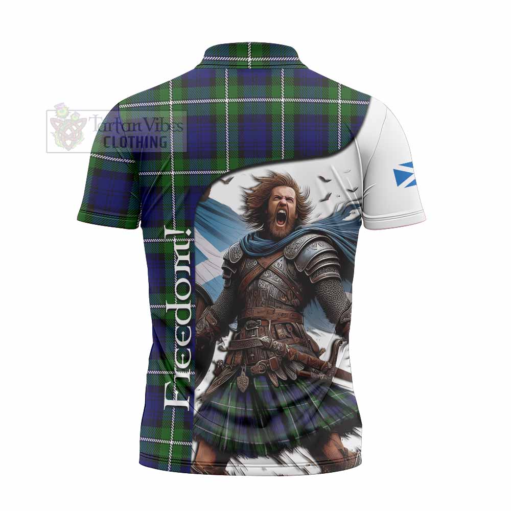 Tartan Vibes Clothing Bannerman Crest Tartan Zipper Polo Shirt Inspired by the Freedom of Scottish Warrior