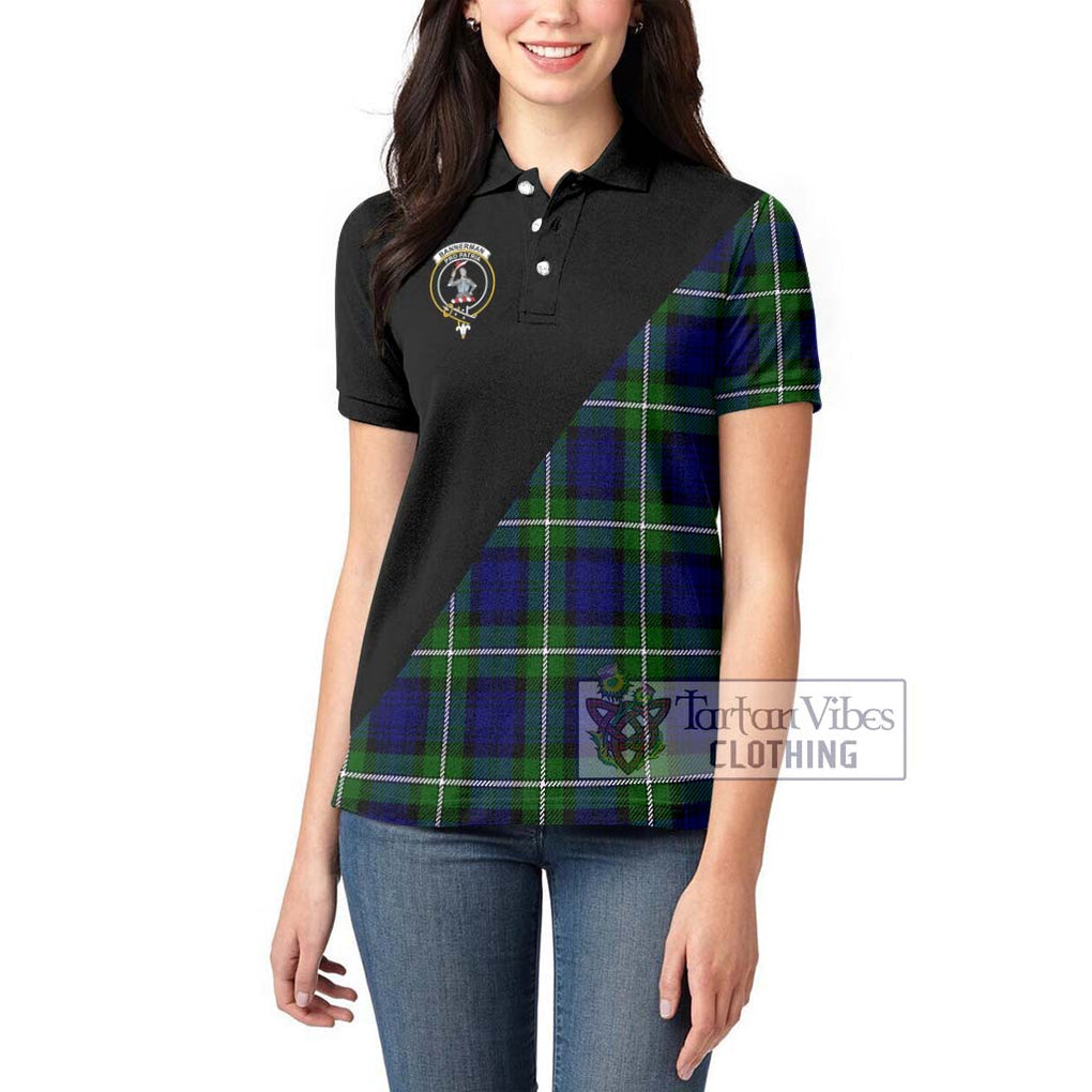 Bannerman Tartan Women's Polo Shirt with Family Crest and Military Logo Style - Tartanvibesclothing Shop