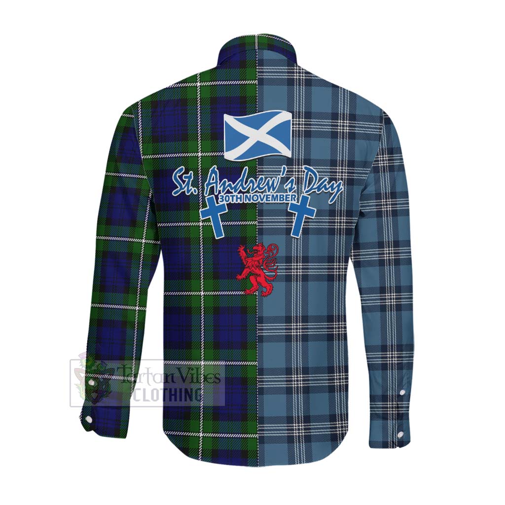 Tartan Vibes Clothing Bannerman Tartan Long Sleeve Button Shirt Happy St. Andrew's Day Half Tartan Style