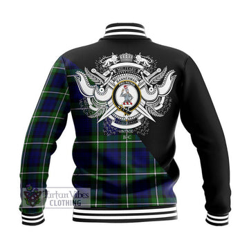 Bannerman Tartan Baseball Jacket with Family Crest and Military Logo Style