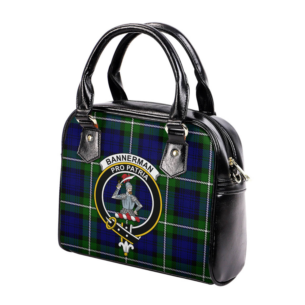 Bannerman Tartan Shoulder Handbags with Family Crest - Tartanvibesclothing