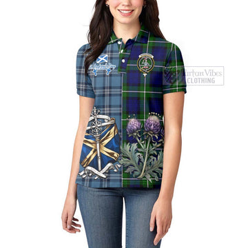 Bannerman Tartan Women's Polo Shirt Happy St. Andrew's Day Half Tartan Style