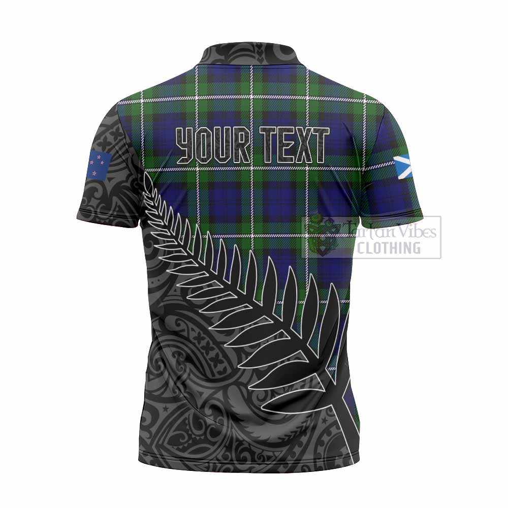 Tartan Vibes Clothing Bannerman Crest Tartan Zipper Polo Shirt with New Zealand Silver Fern Half Style