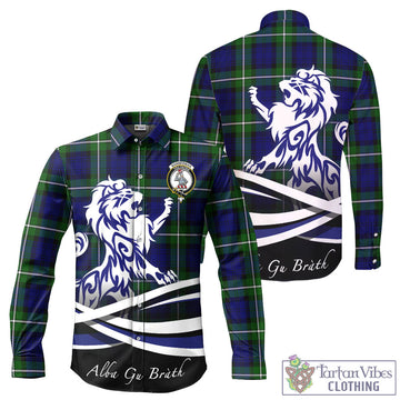 Bannerman Tartan Long Sleeve Button Up Shirt with Alba Gu Brath Regal Lion Emblem