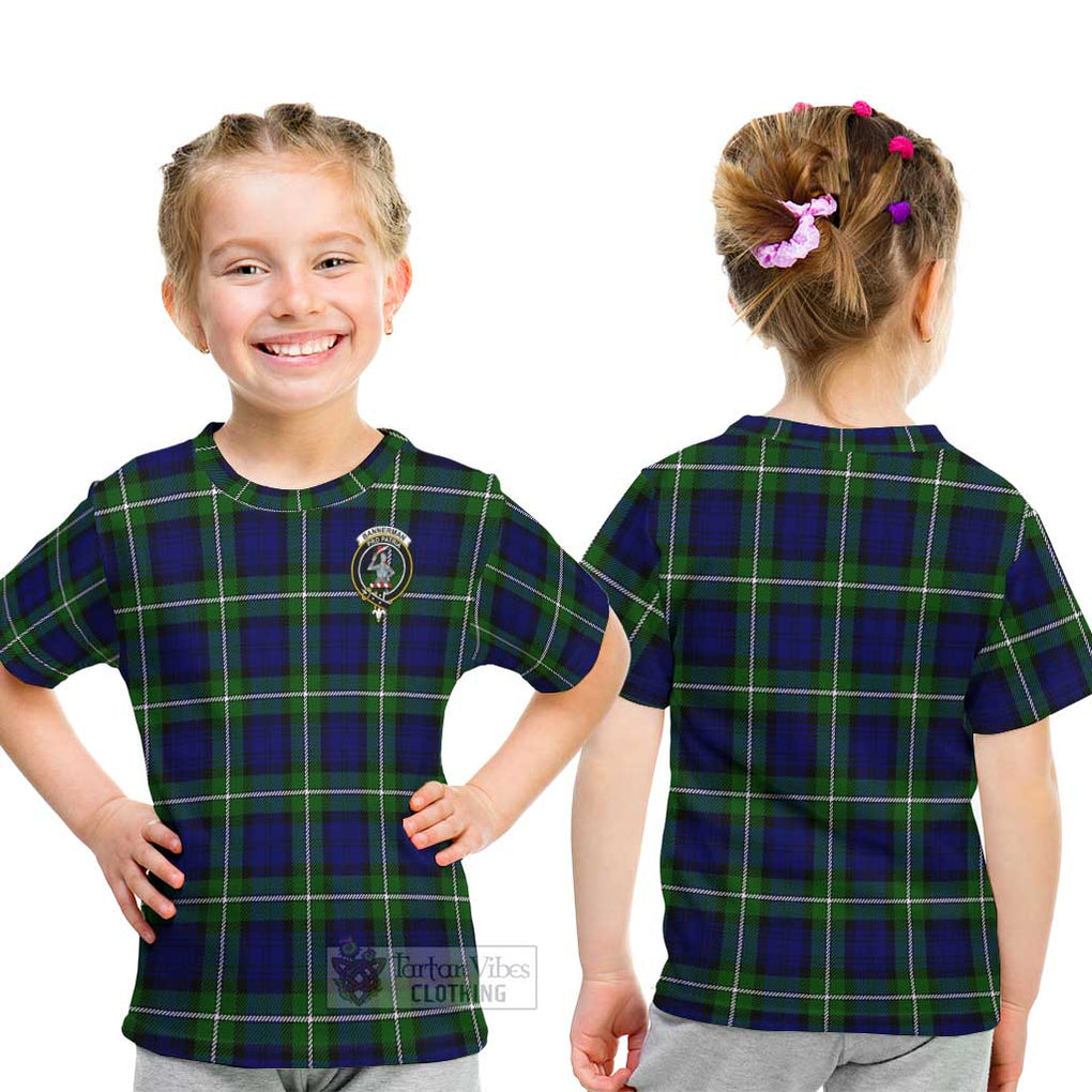 Bannerman Tartan Kid T-Shirt with Family Crest - Tartanvibesclothing Shop