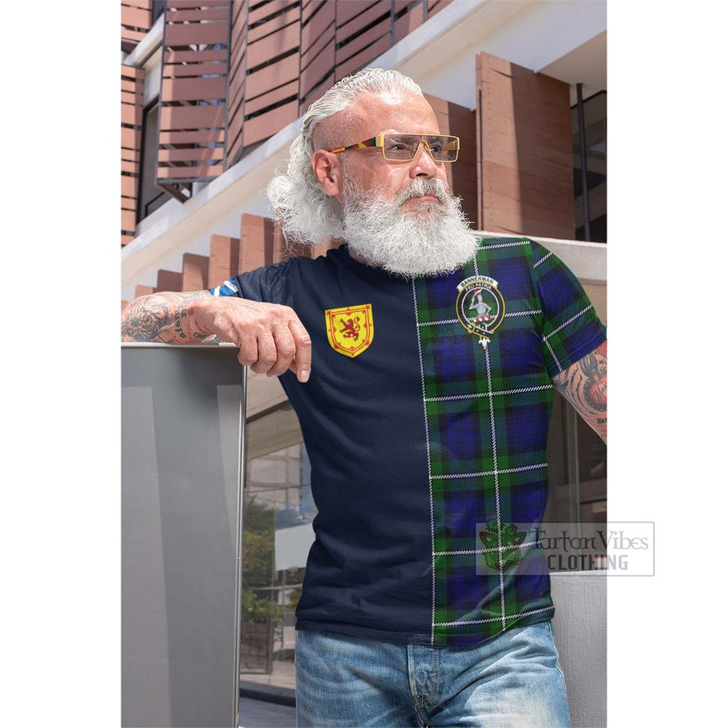 Tartan Vibes Clothing Bannerman Tartan Cotton T-shirt with Scottish Lion Royal Arm Half Style