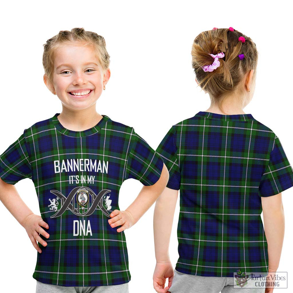 Bannerman Tartan Kid T-Shirt with Family Crest DNA In Me Style - Tartanvibesclothing Shop