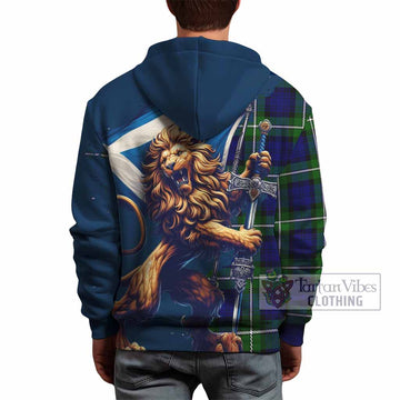 Bannerman Tartan Family Crest Hoodie with Scottish Majestic Lion