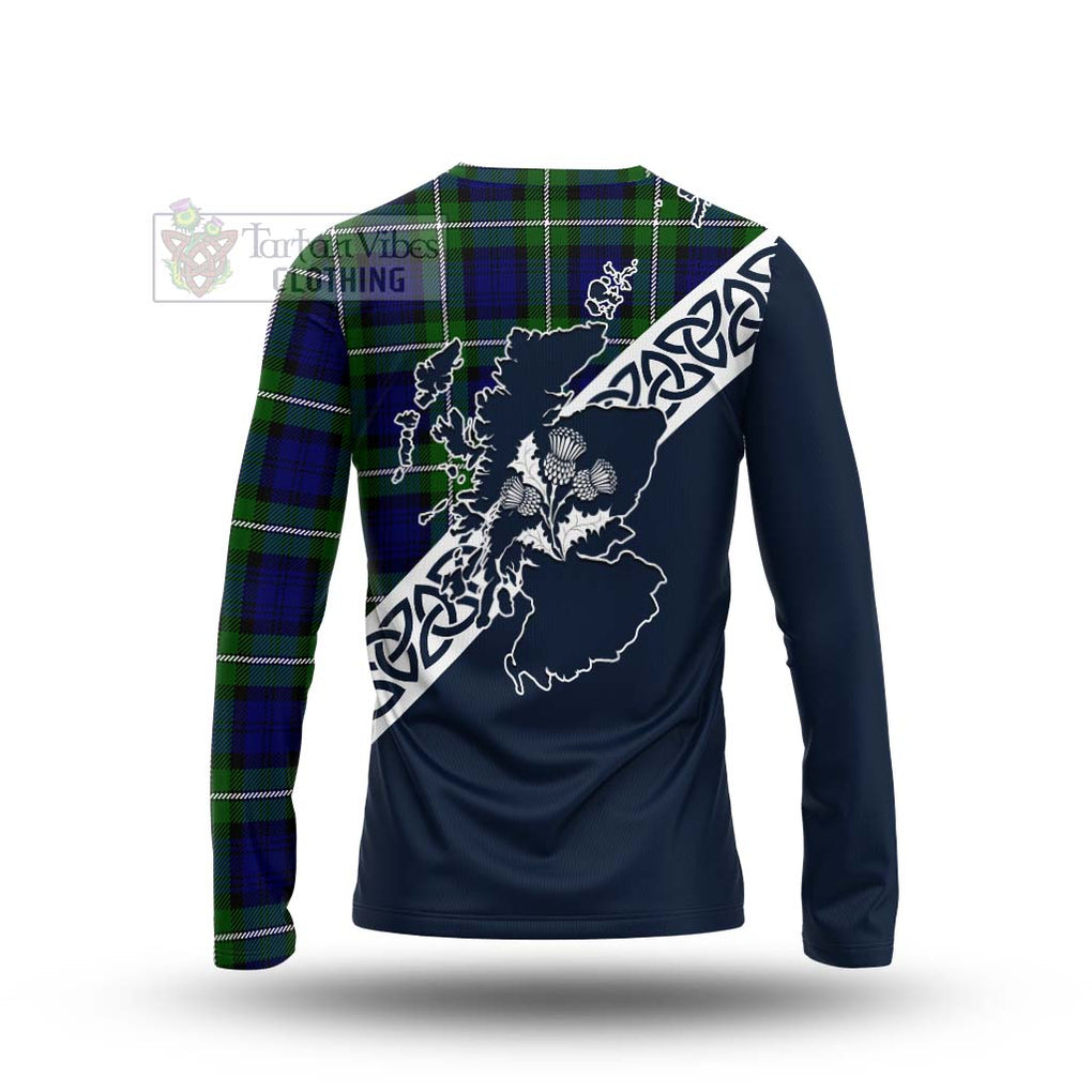 Tartan Vibes Clothing Bannerman Tartan Long Sleeve T-Shirt Featuring Thistle and Scotland Map