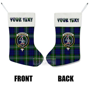 Bannerman Tartan Family Crest Christmas Stocking with Personalized Text