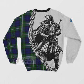 Bannerman Tartan Clan Crest Sweatshirt with Highlander Warrior Celtic Style