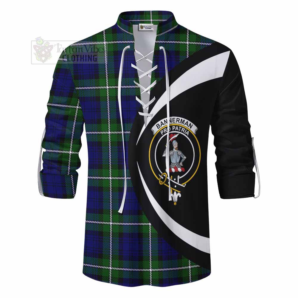 Tartan Vibes Clothing Bannerman Tartan Ghillie Kilt Shirt with Family Crest Circle Style