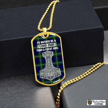 Bannerman Tartan Dog Tag Necklace Viking Mjolnir Style