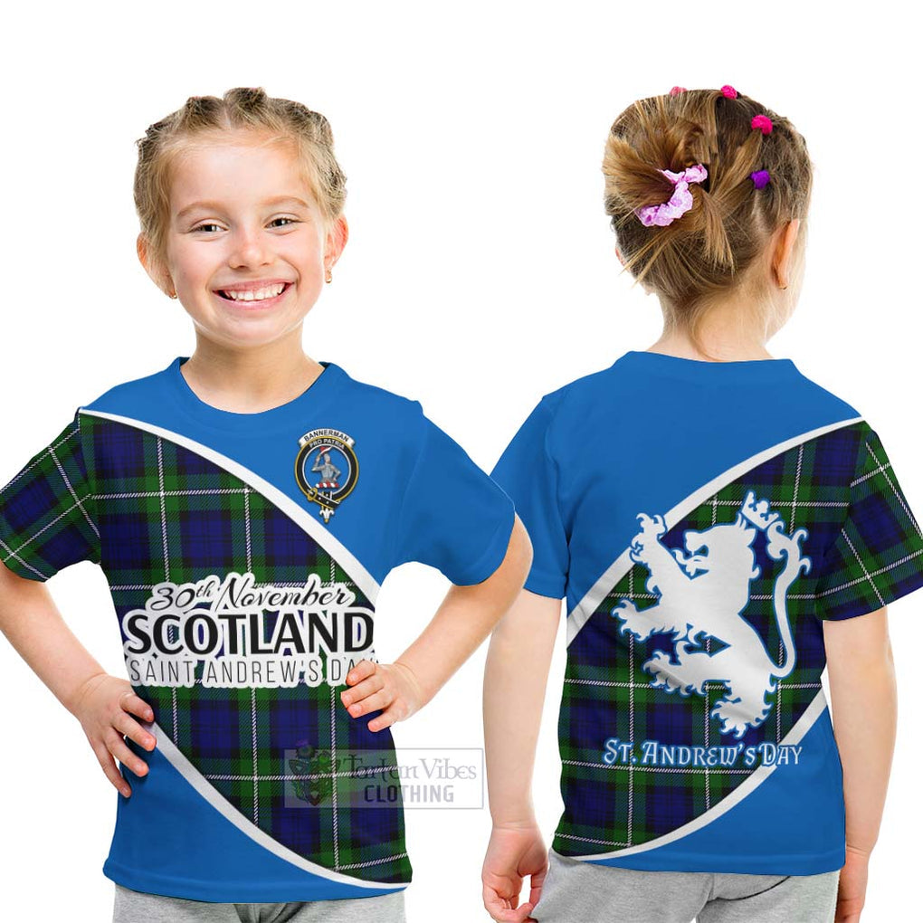 Tartan Vibes Clothing Bannerman Family Crest Tartan Kid T-Shirt Celebrate Saint Andrew's Day in Style