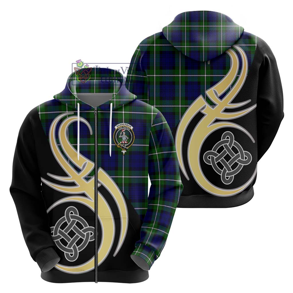 Bannerman Tartan Hoodie with Family Crest and Celtic Symbol Style - Tartan Vibes Clothing