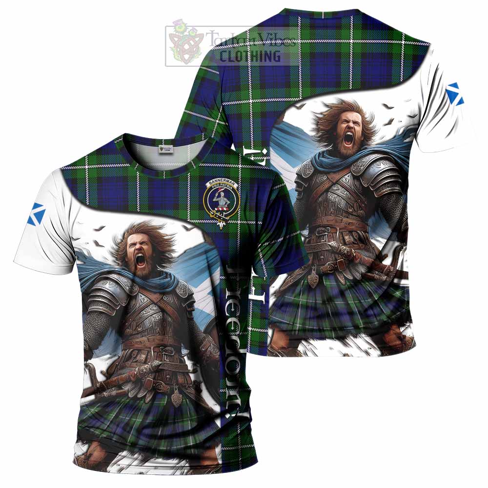 Bannerman Crest Tartan T-Shirt Inspired by the Freedom of Scottish Warrior