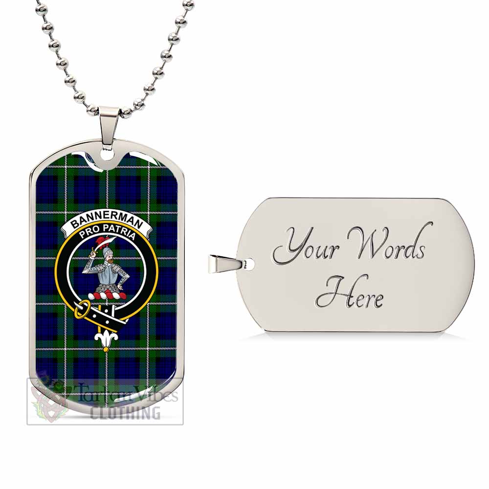 Tartan Vibes Clothing Bannerman Tartan Dog Tag Necklace with Family Crest