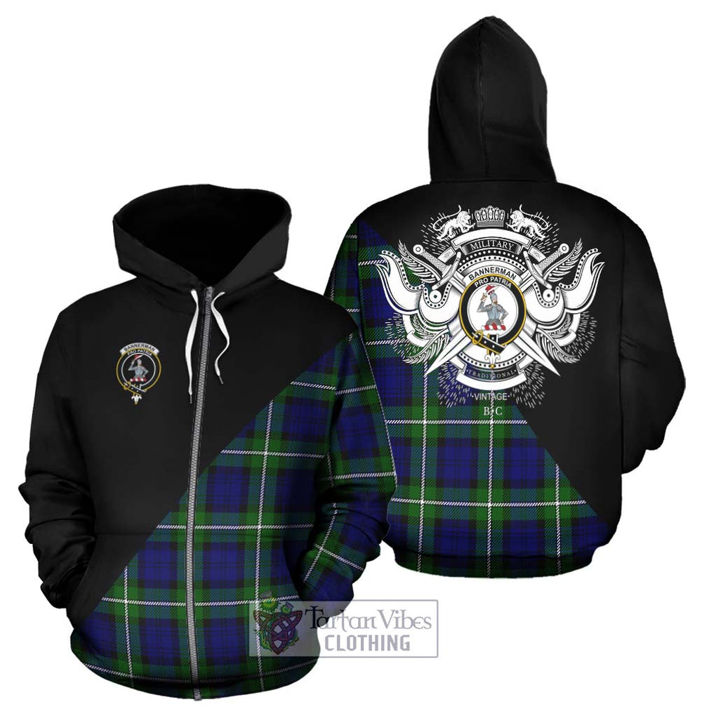 Bannerman Tartan Hoodie with Family Crest and Military Logo Style - Tartanvibesclothing Shop