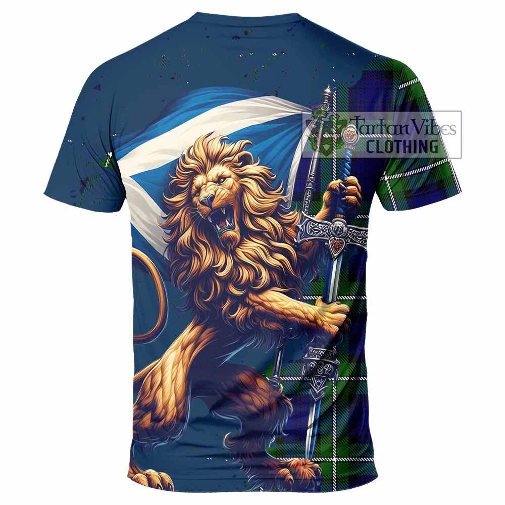 Tartan Vibes Clothing Bannerman Tartan Family Crest T-Shirt with Scottish Majestic Lion