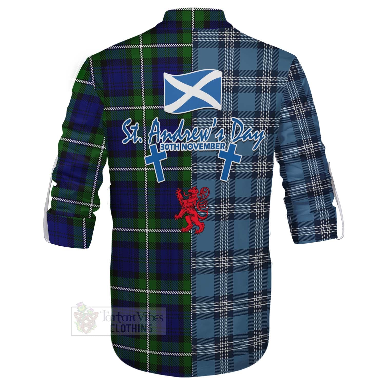 Tartan Vibes Clothing Bannerman Tartan Ghillie Kilt Shirt Happy St. Andrew's Day Half Tartan Style