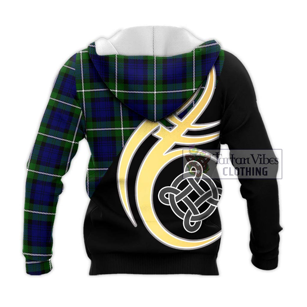 Bannerman Tartan Knitted Hoodie with Family Crest and Celtic Symbol Style - Tartan Vibes Clothing