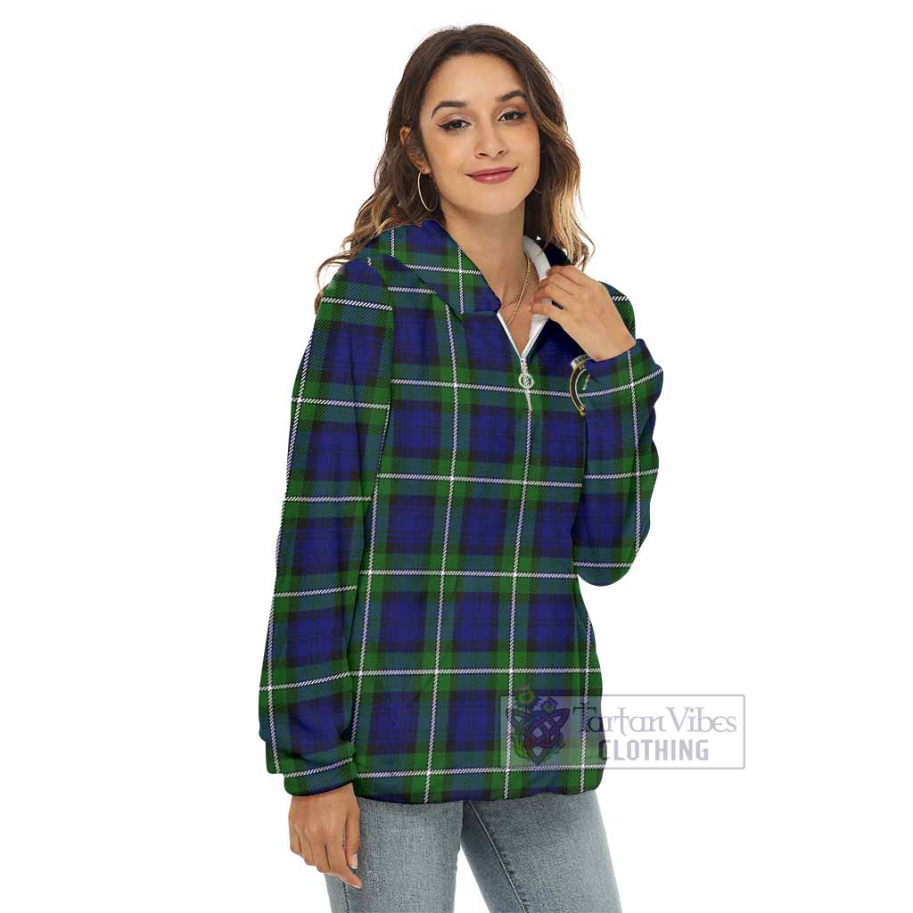 Tartan Vibes Clothing Bannerman Tartan Crest Women's Borg  Half Zip Fleece Hoodie