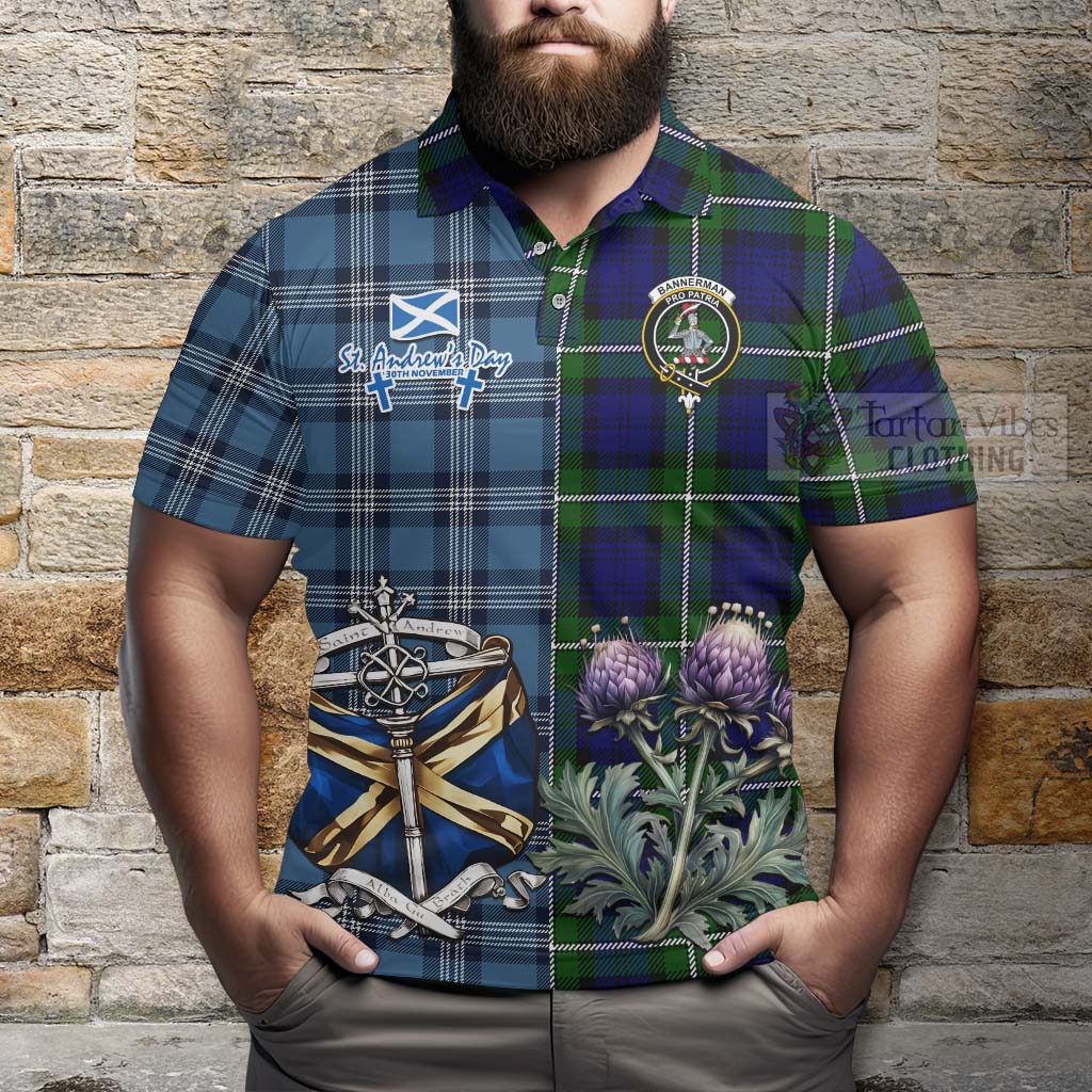 Tartan Vibes Clothing Bannerman Tartan Polo Shirt Happy St. Andrew's Day Half Tartan Style