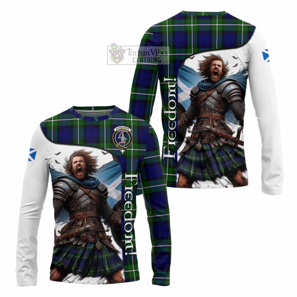 Tartan Vibes Clothing Bannerman Crest Tartan Long Sleeve T-Shirt Inspired by the Freedom of Scottish Warrior