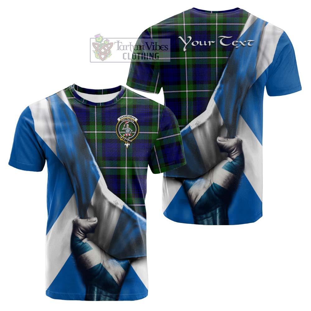 Tartan Vibes Clothing Bannerman Tartan Cotton T-shirt with Family Crest Scotland Patriotic Style