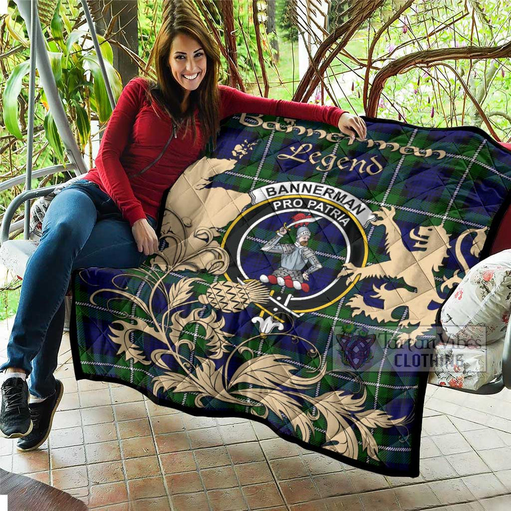 Tartan Vibes Clothing Bannerman Tartan Quilt with Family Crest and Scottish Symbol Style