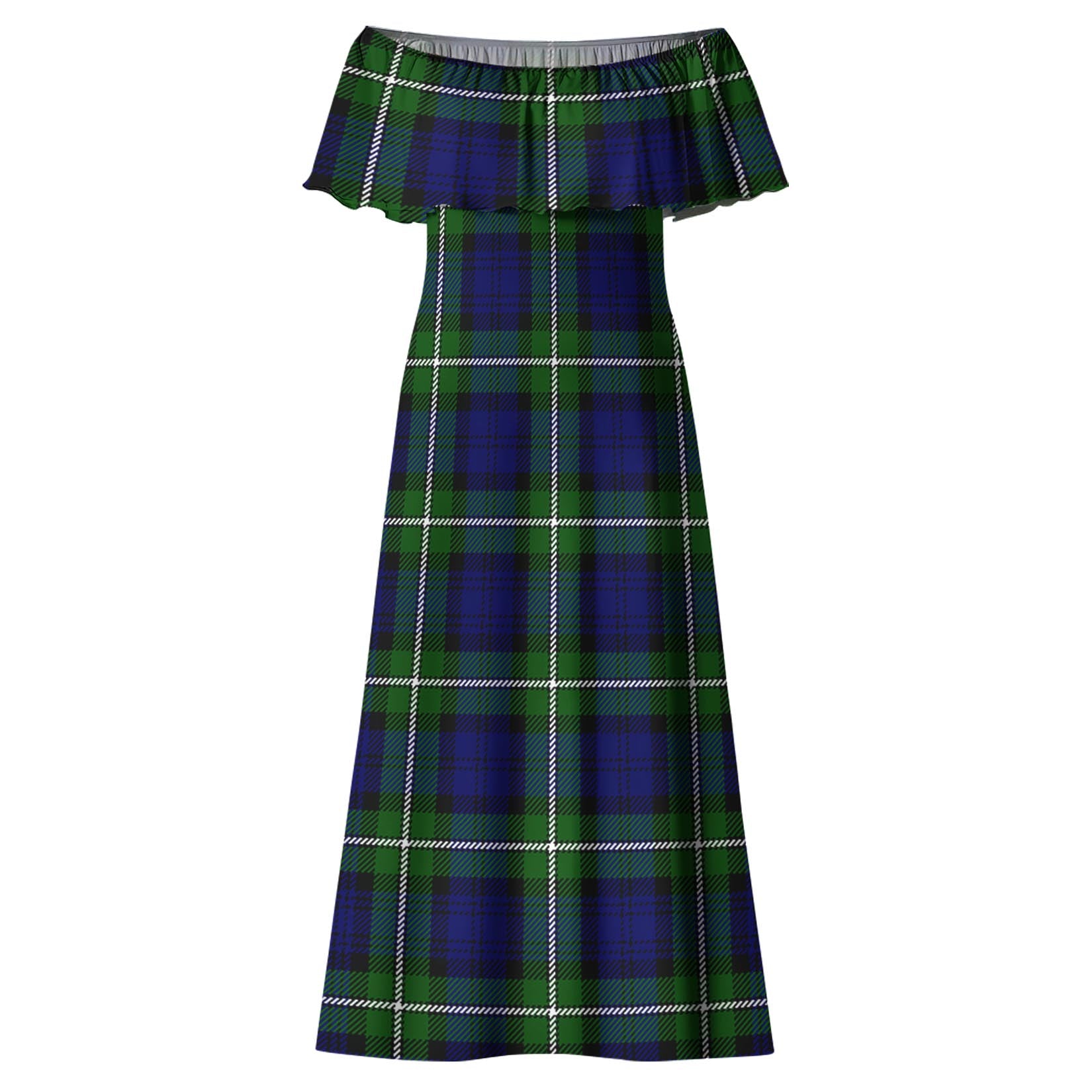 Bannerman Tartan Off Shoulder Long Dress - Tartanvibesclothing