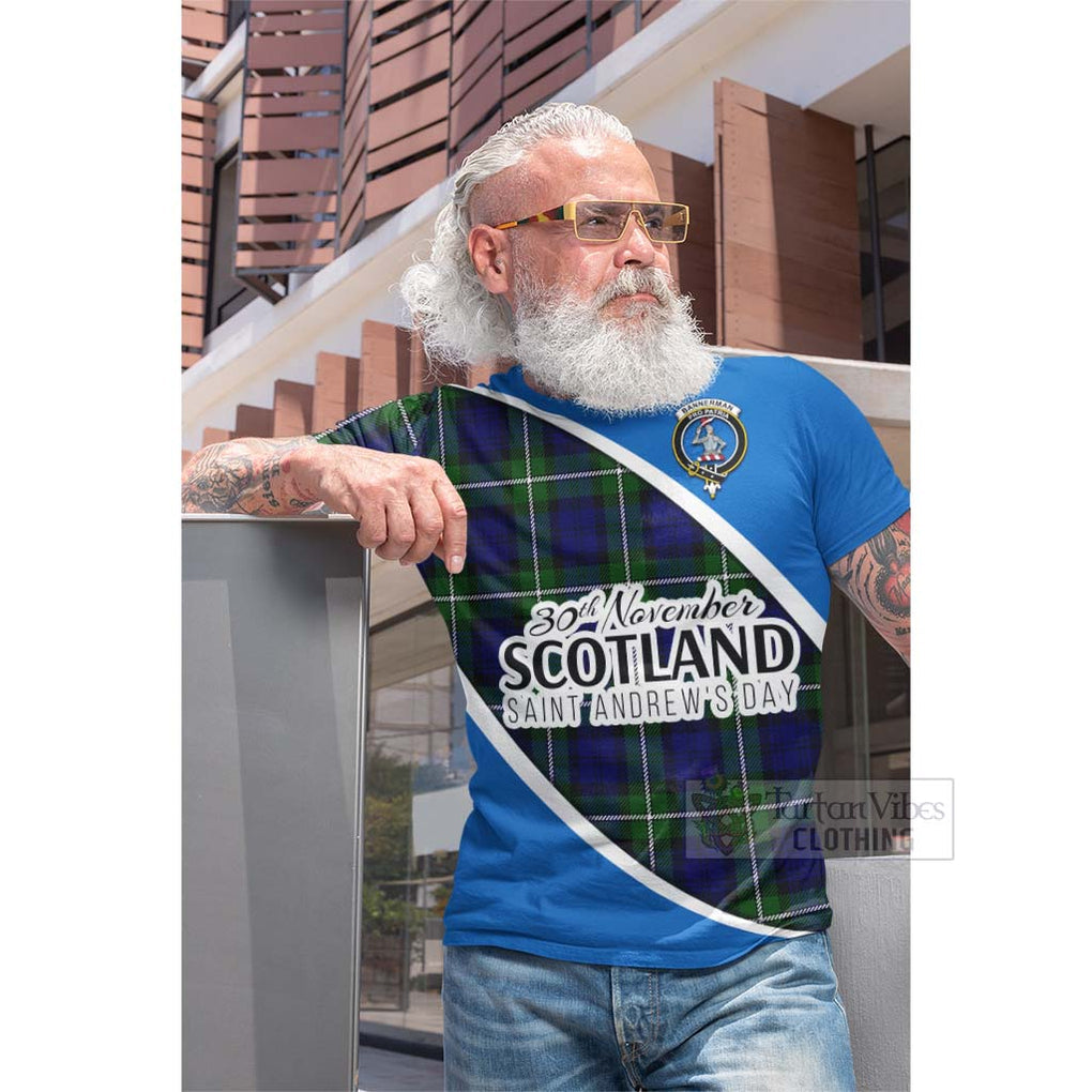 Tartan Vibes Clothing Bannerman Family Crest Tartan Cotton T-shirt Celebrate Saint Andrew's Day in Style