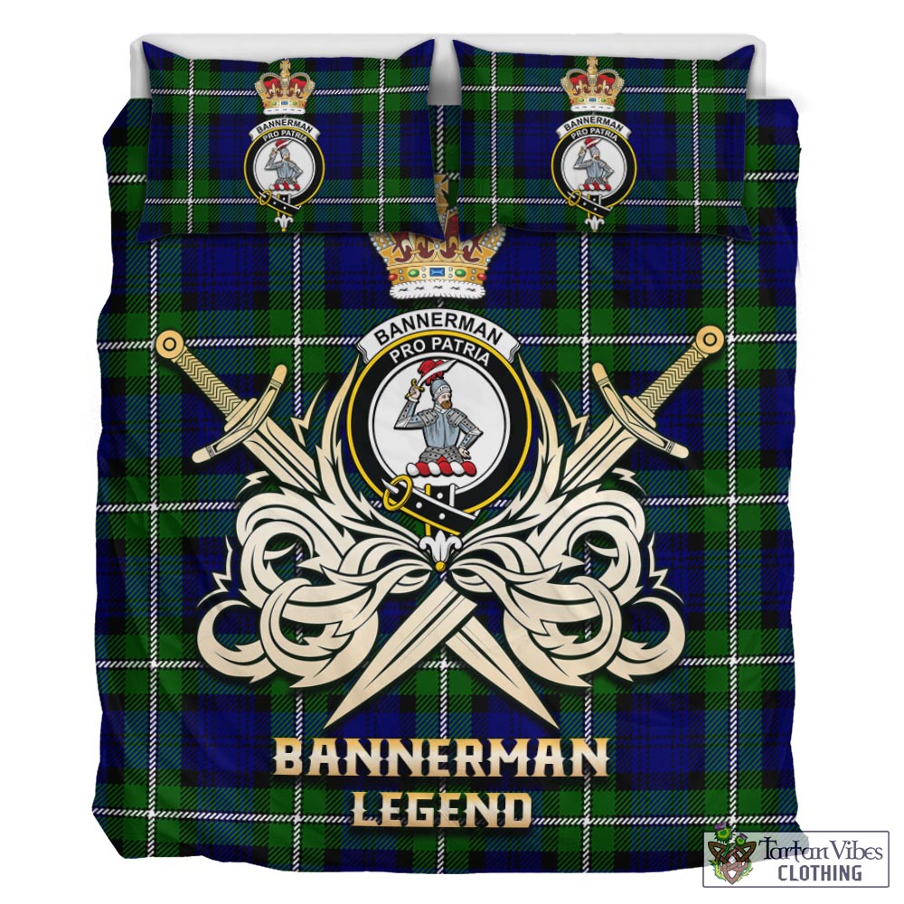 Tartan Vibes Clothing Bannerman Tartan Bedding Set with Clan Crest and the Golden Sword of Courageous Legacy