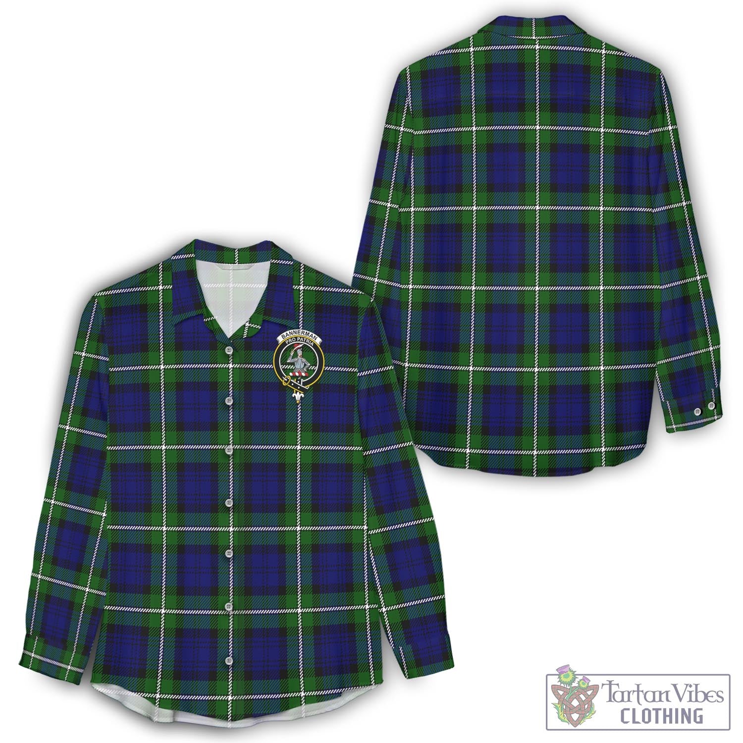 Tartan Vibes Clothing Bannerman Tartan Womens Casual Shirt with Family Crest