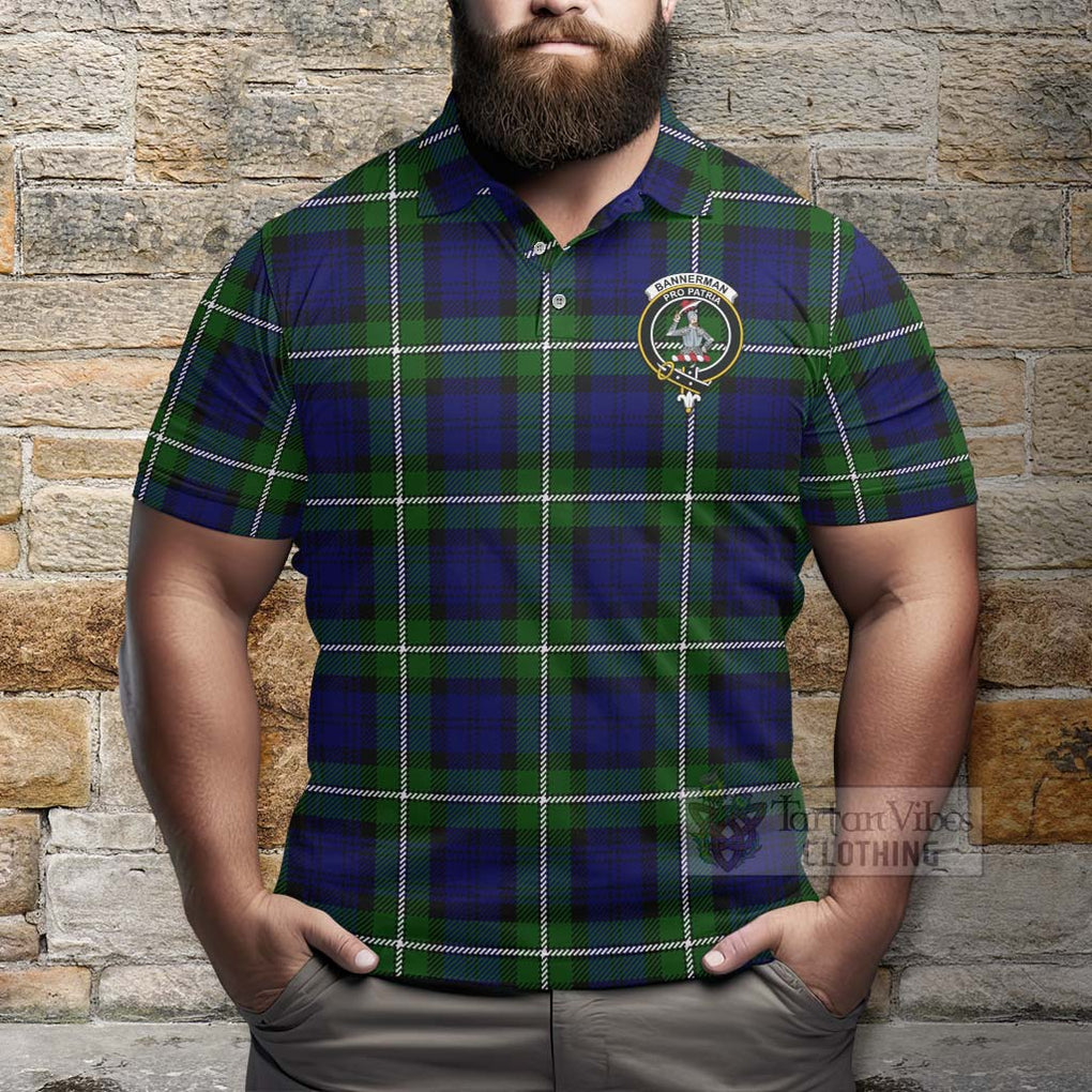 Tartan Vibes Clothing Bannerman Tartan Polo Shirt with Family Crest Celtic Skull Style