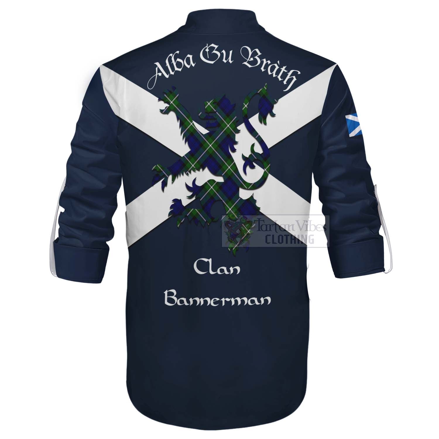 Tartan Vibes Clothing Bannerman Tartan Lion Rampant Ghillie Kilt Shirt Proudly Display Your Heritage with Alba Gu Brath and Clan Name