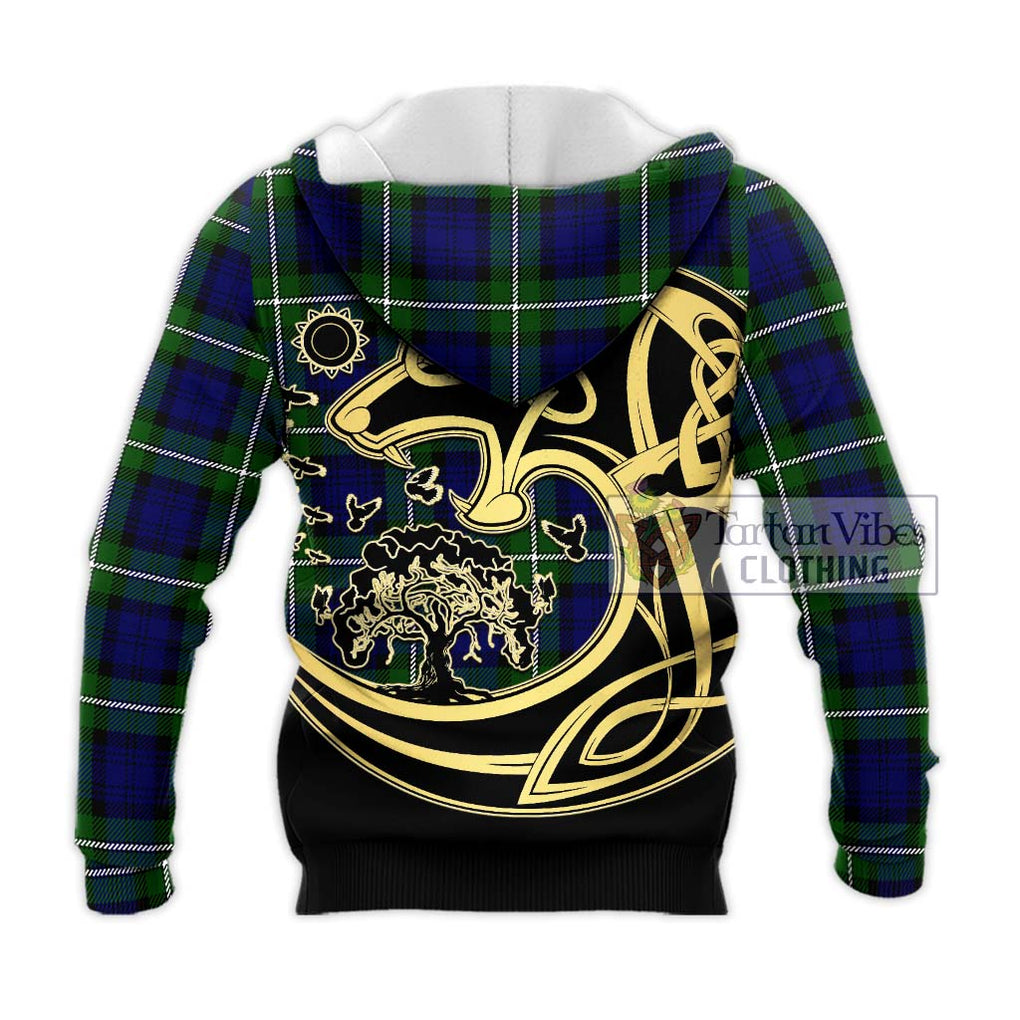 Bannerman Tartan Knitted Hoodie with Family Crest Celtic Wolf Style - Tartan Vibes Clothing