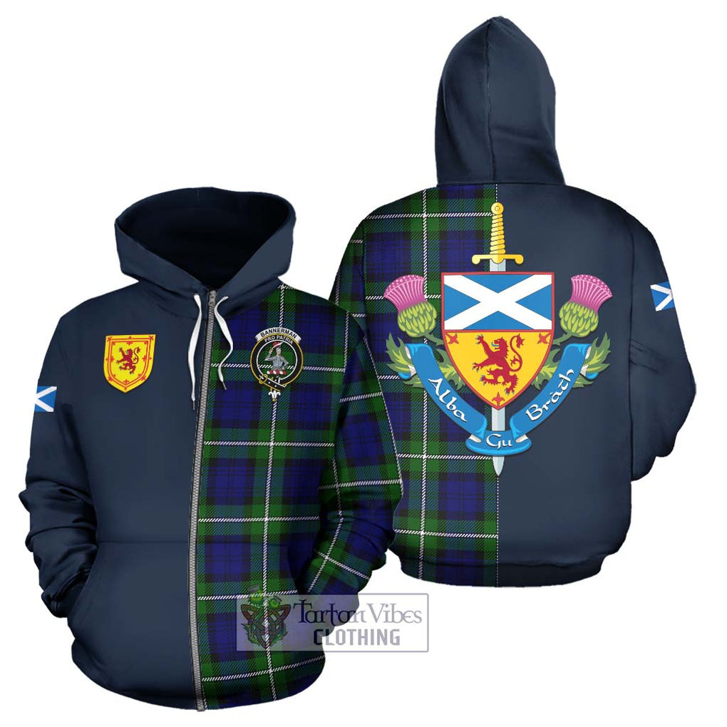 Tartan Vibes Clothing Bannerman Tartan Hoodie with Scottish Lion Royal Arm Half Style