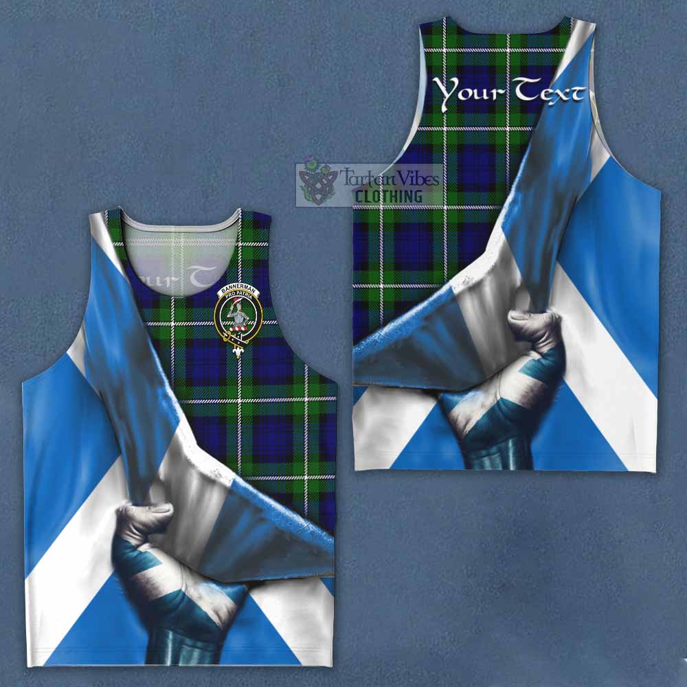 Tartan Vibes Clothing Bannerman Tartan Men's Tank Top with Family Crest Scotland Patriotic Style