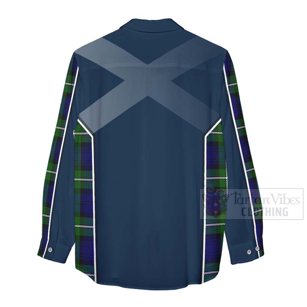 Tartan Vibes Clothing Bannerman Tartan Women's Casual Shirt with Family Crest and Scottish Thistle Vibes Sport Style