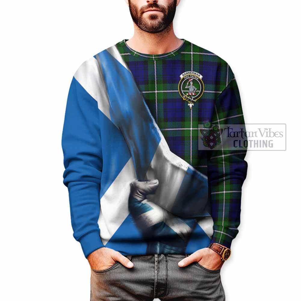 Tartan Vibes Clothing Bannerman Tartan Sweatshirt with Family Crest Scotland Patriotic Style