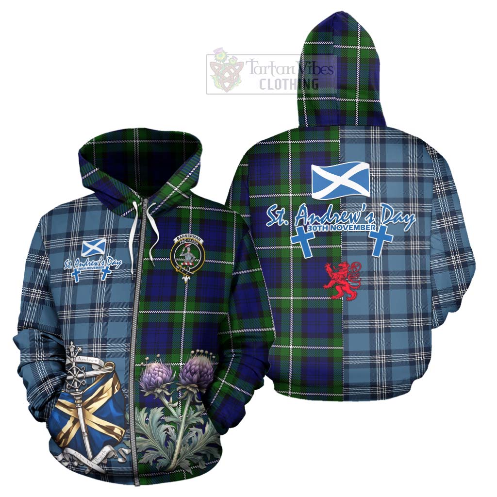 Tartan Vibes Clothing Bannerman Tartan Hoodie Happy St. Andrew's Day Half Tartan Style