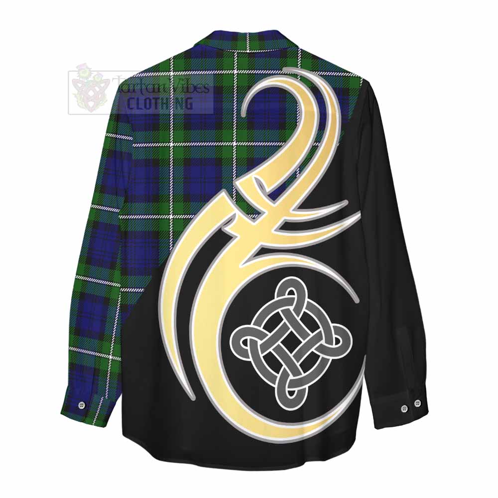 Tartan Vibes Clothing Bannerman Tartan Women's Casual Shirt with Family Crest and Celtic Symbol Style