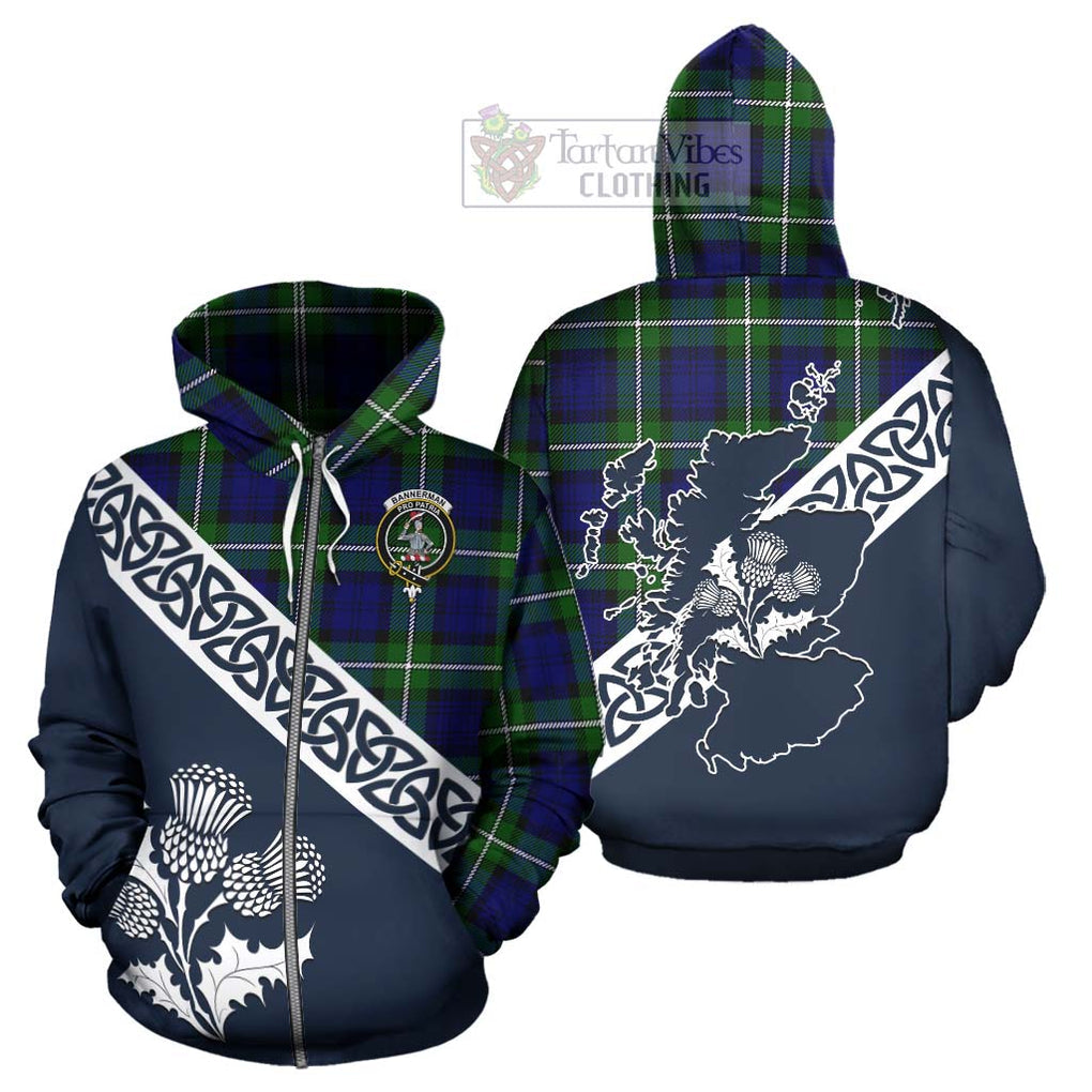 Tartan Vibes Clothing Bannerman Tartan Hoodie Featuring Thistle and Scotland Map