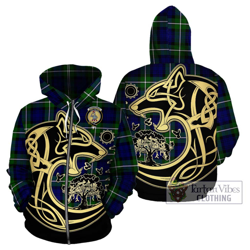 Bannerman Tartan Hoodie with Family Crest Celtic Wolf Style - Tartan Vibes Clothing